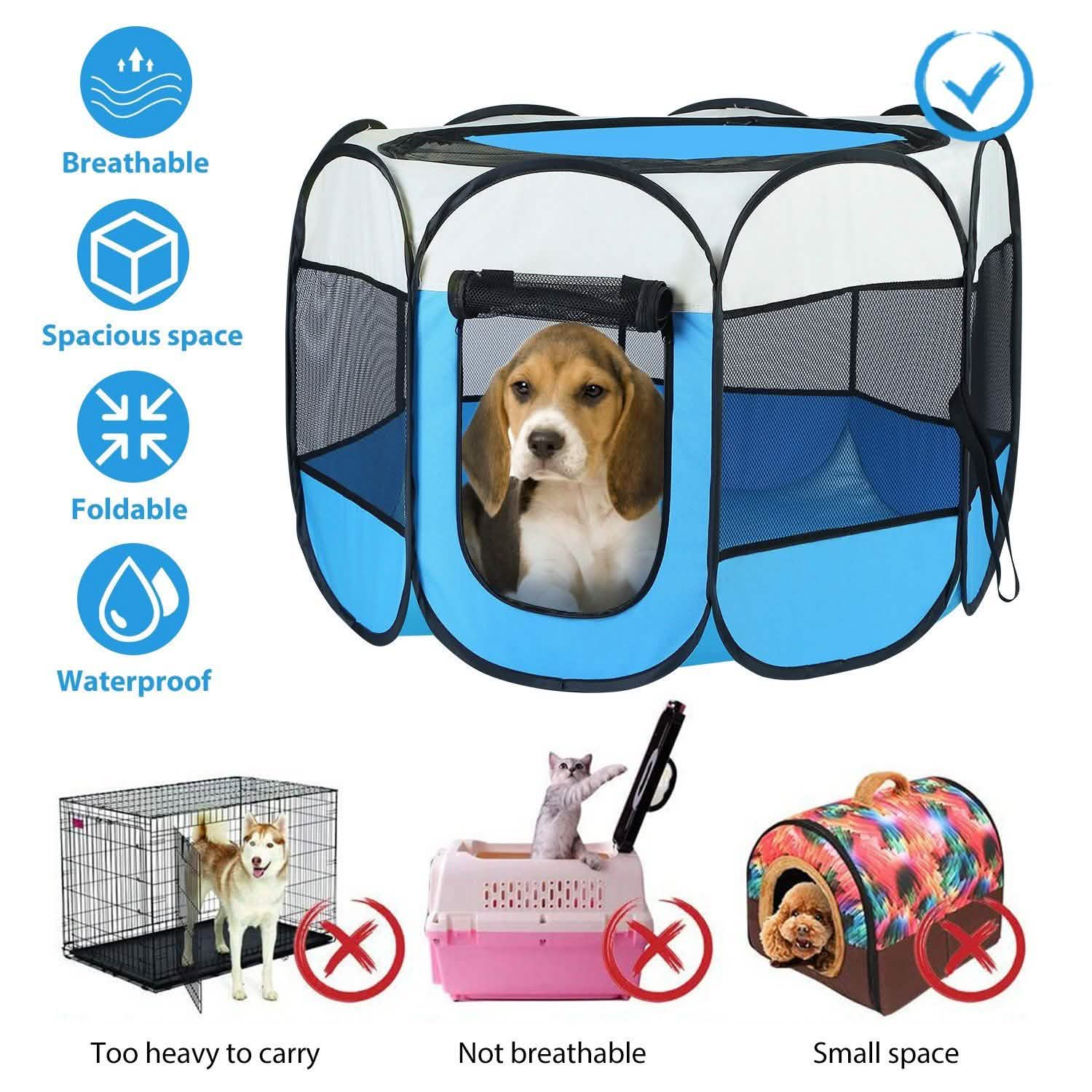 Portable Foldable Pet Playpen For Dogs Cats Other Pets by DailySale
