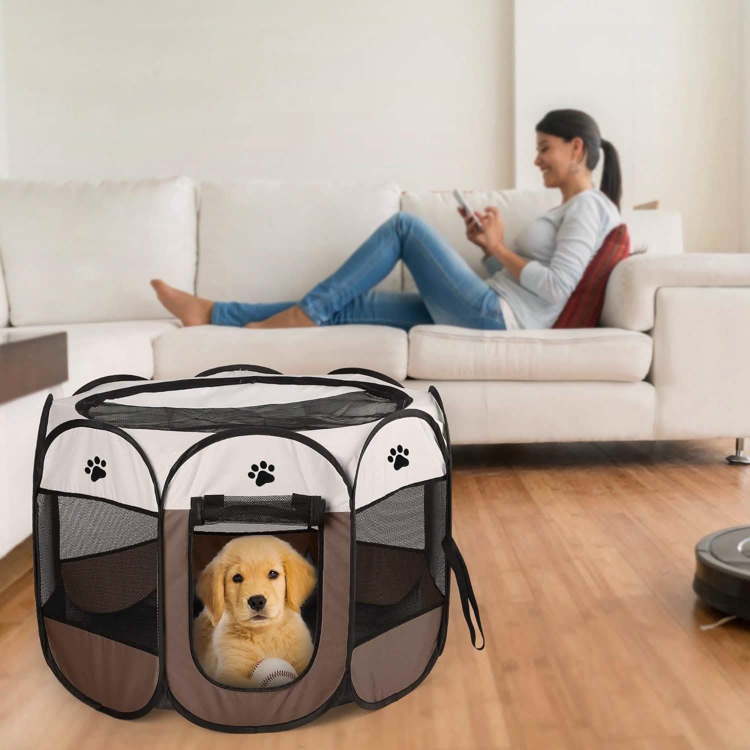 Portable Foldable Pet Playpen For Dogs Cats Other Pets by DailySale