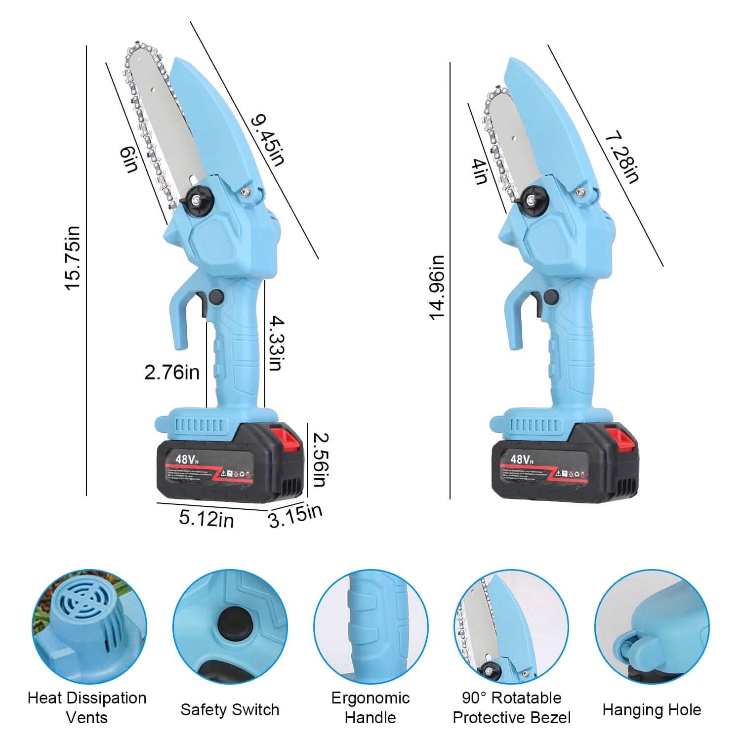 Portable Handheld Cordless Small Chain Saw Battery Powered by DailySale