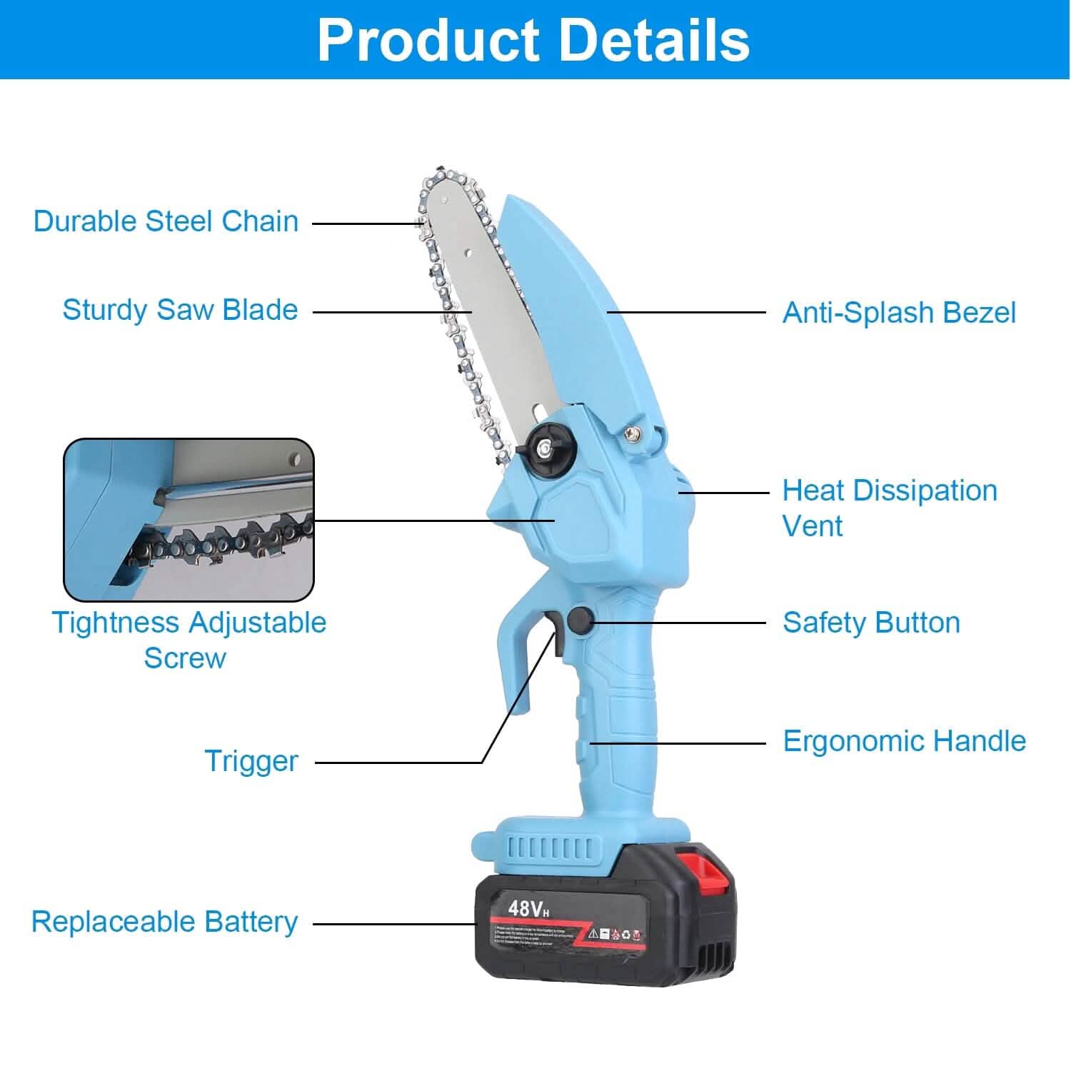 Portable Handheld Cordless Small Chain Saw Battery Powered by DailySale