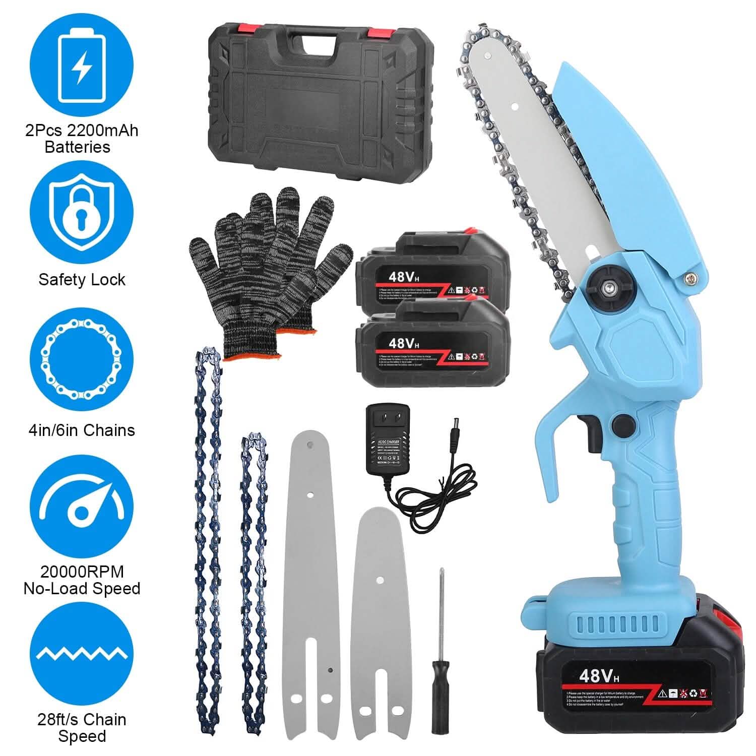 Portable Handheld Cordless Small Chain Saw Battery Powered by DailySale