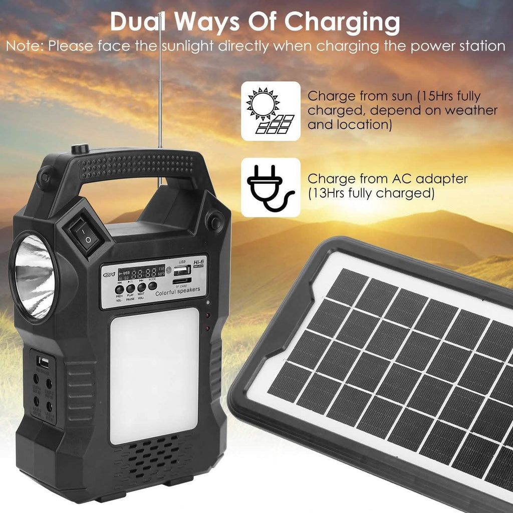Portable Solar Power Station with Flashlight and 3 Lighting Bulbs by DailySale