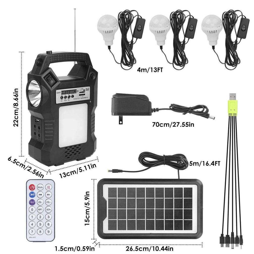 Portable Solar Power Station with Flashlight and 3 Lighting Bulbs by DailySale