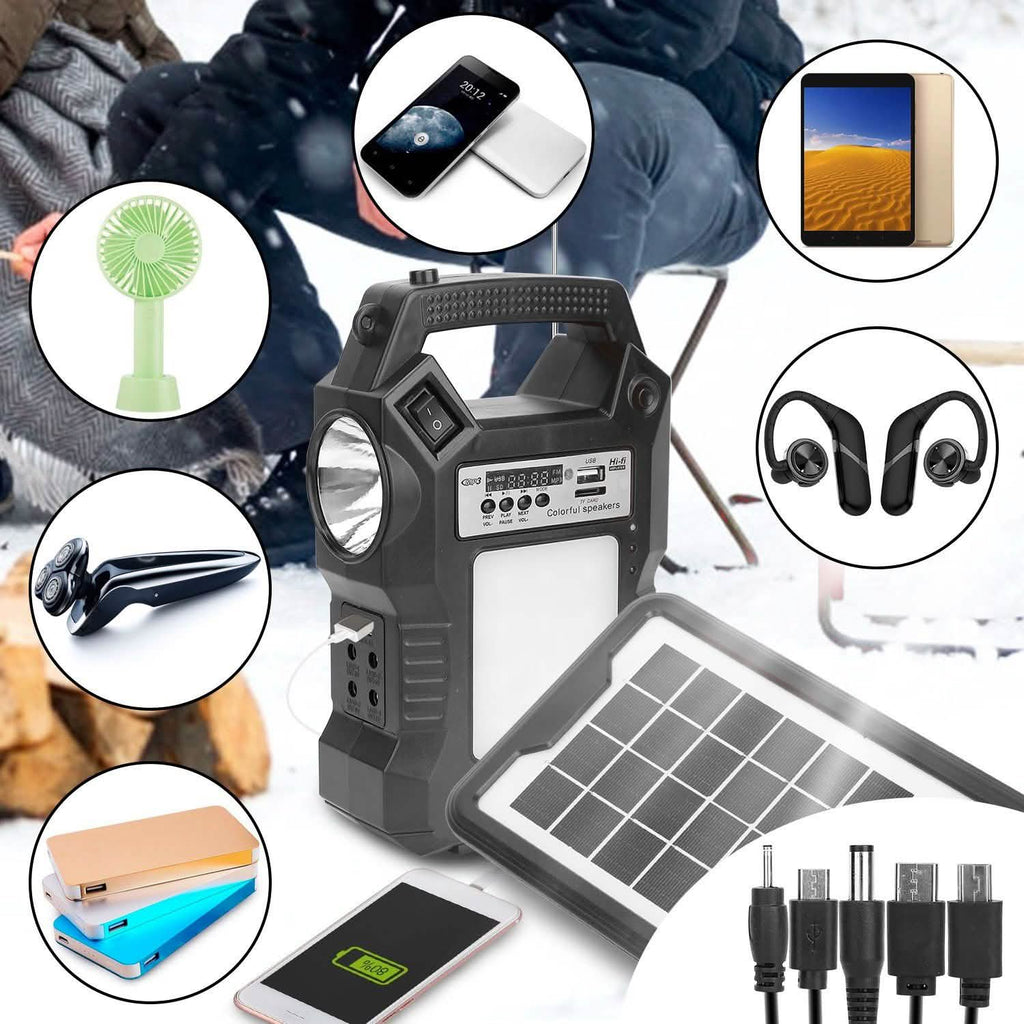 Portable Solar Power Station with Flashlight and 3 Lighting Bulbs by DailySale