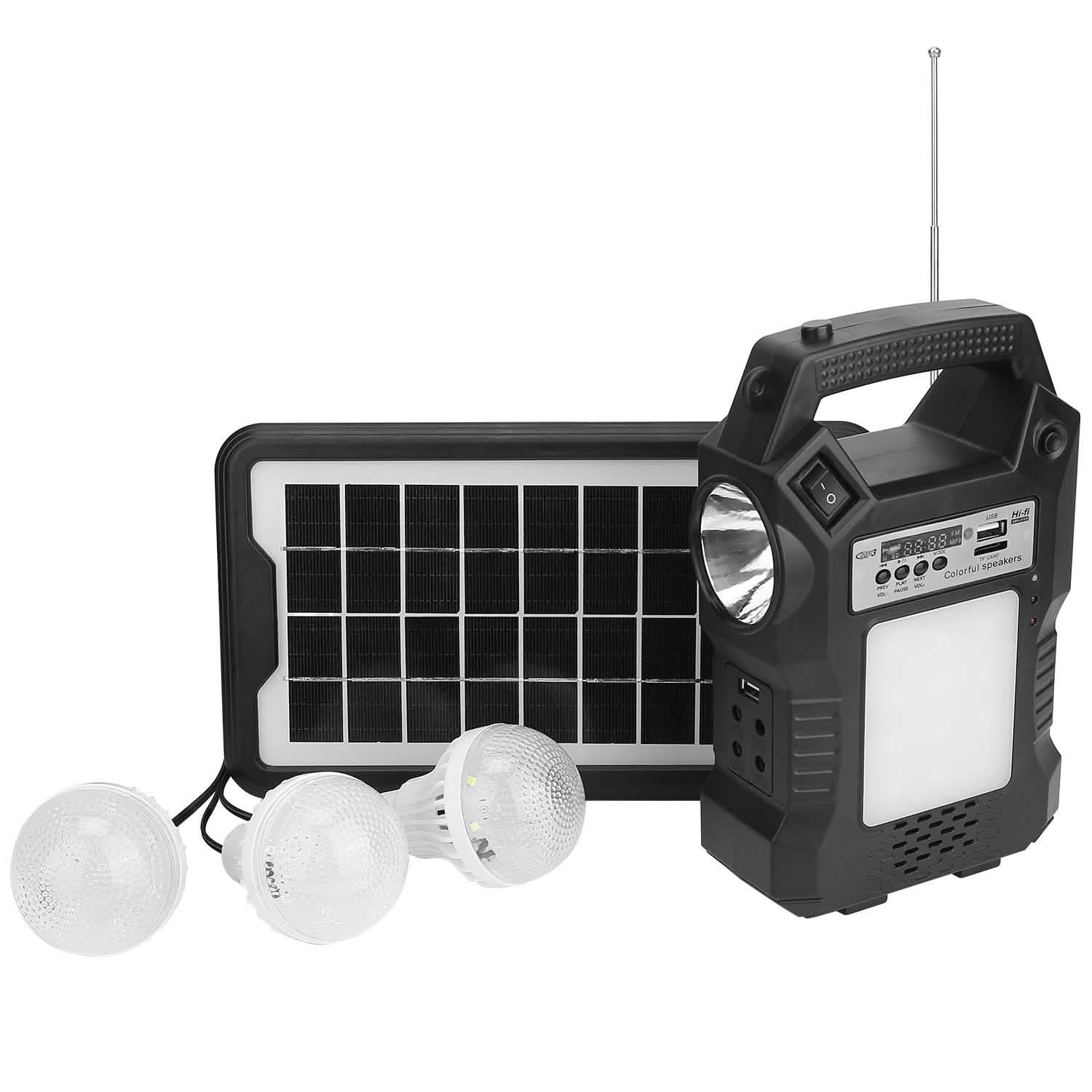 Portable Solar Power Station with Flashlight and 3 Lighting Bulbs by DailySale