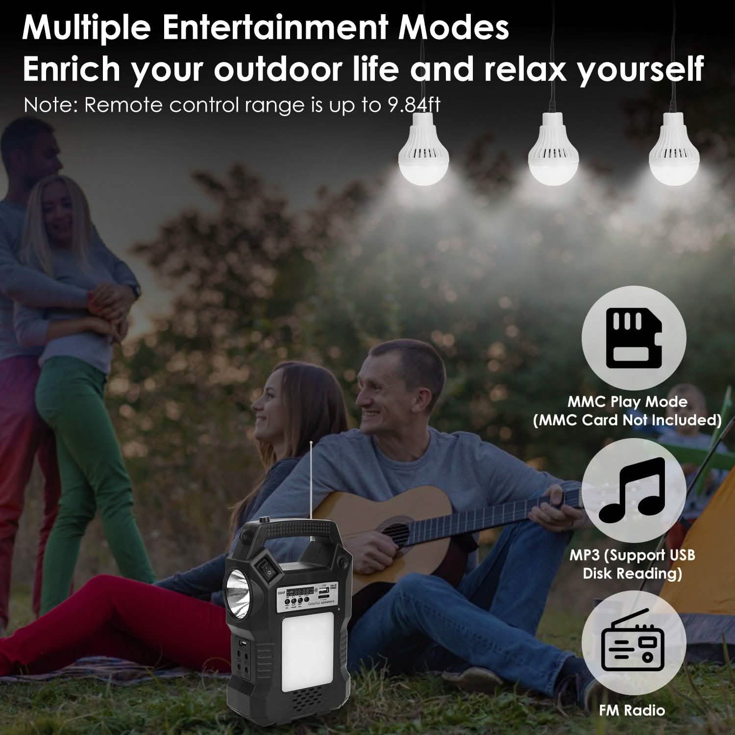 Portable Solar Power Station with Flashlight and 3 Lighting Bulbs by DailySale
