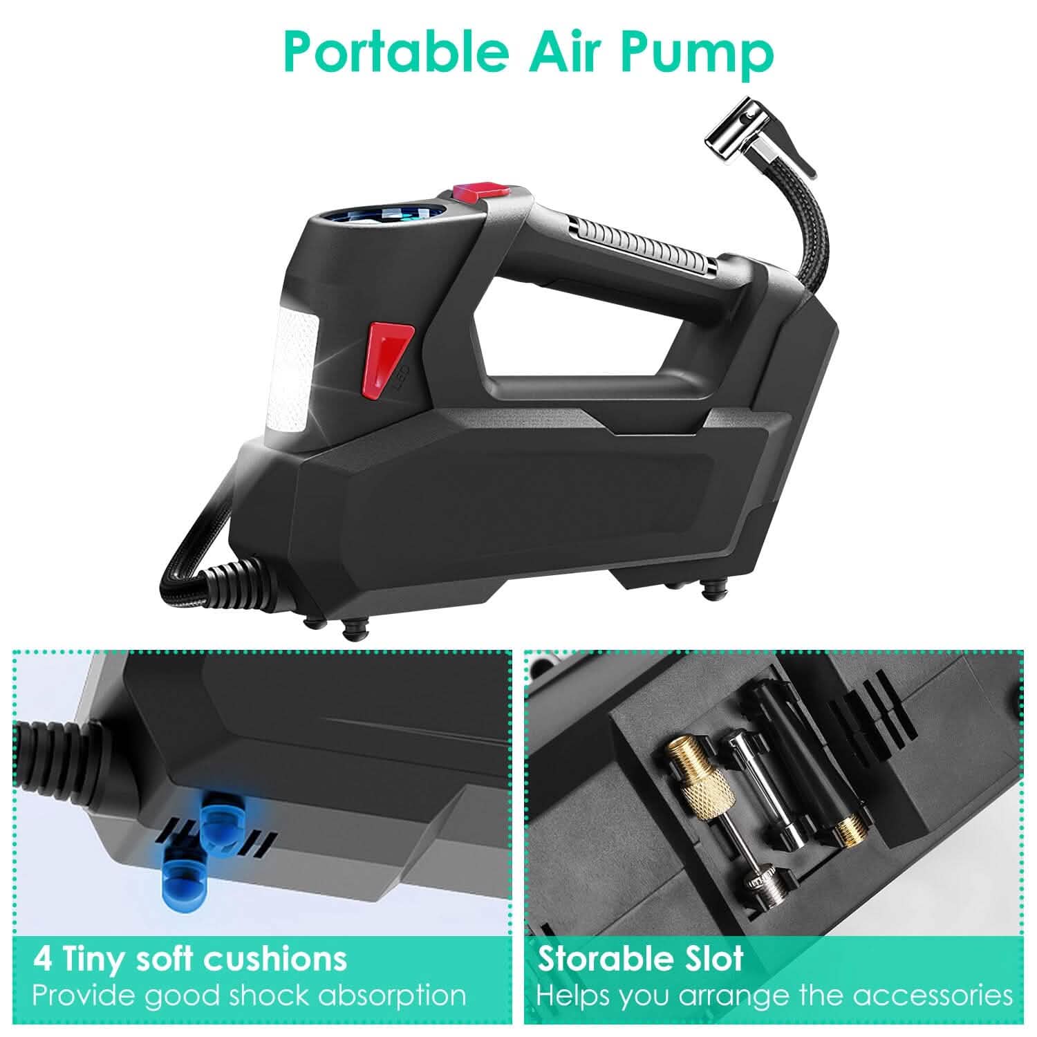 Portable Tire Inflator 120 PSI Maximum 90W Powered Tire Pump with Digital Display LED by DailySale