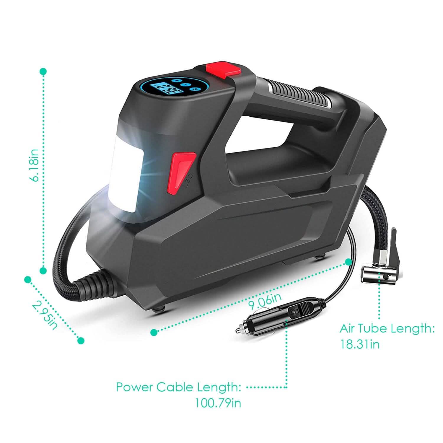Portable Tire Inflator 120 PSI Maximum 90W Powered Tire Pump with Digital Display LED by DailySale