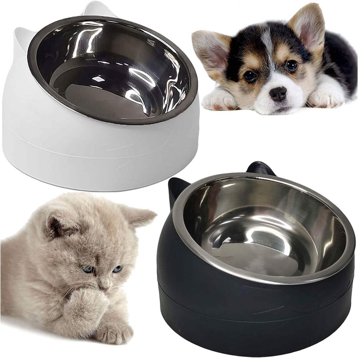 Premium Stainless Steel Cat & Dog Bowls - Non Slip Base for Food & Water by DailySale