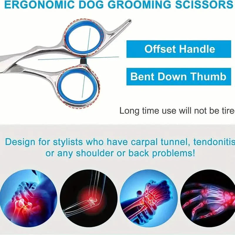 Premium Stainless Steel Grooming Scissors Set for Pet with Safety Round Tip by DailySale