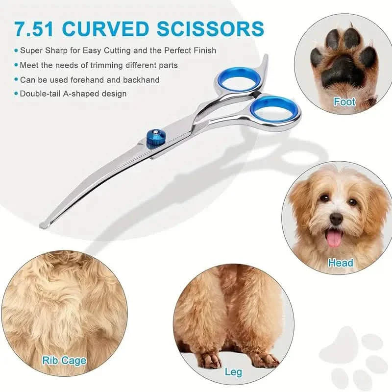 Premium Stainless Steel Grooming Scissors Set for Pet with Safety Round Tip by DailySale