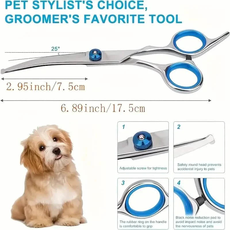 Premium Stainless Steel Grooming Scissors Set for Pet with Safety Round Tip by DailySale