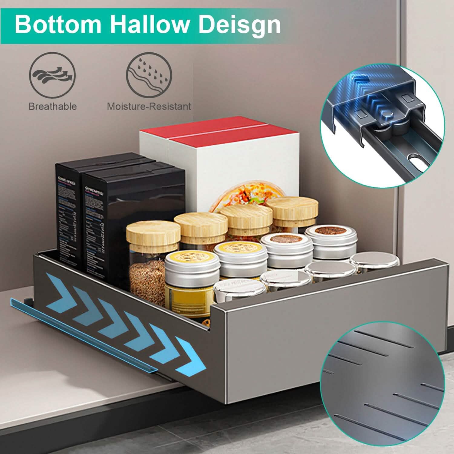 Pull Out Cabinet Organizer Carbon Steel Quiet Slide Rails by DailySale