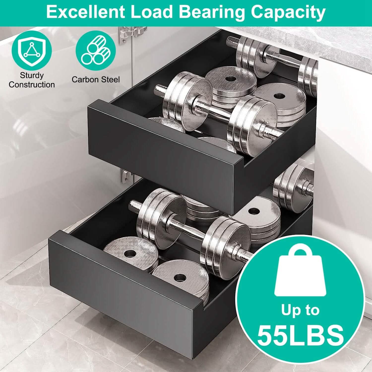 Pull Out Cabinet Organizer Carbon Steel Quiet Slide Rails by DailySale