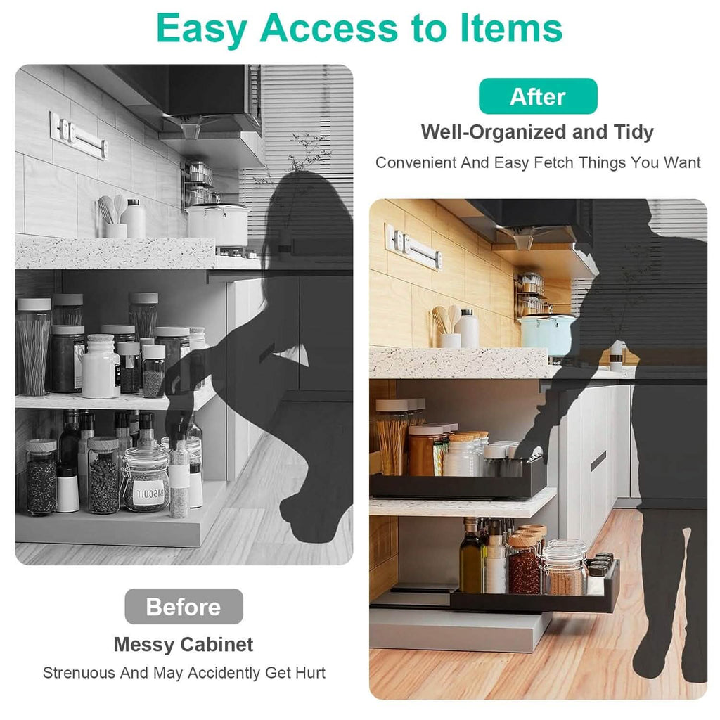 Pull Out Cabinet Organizer Carbon Steel Quiet Slide Rails by DailySale