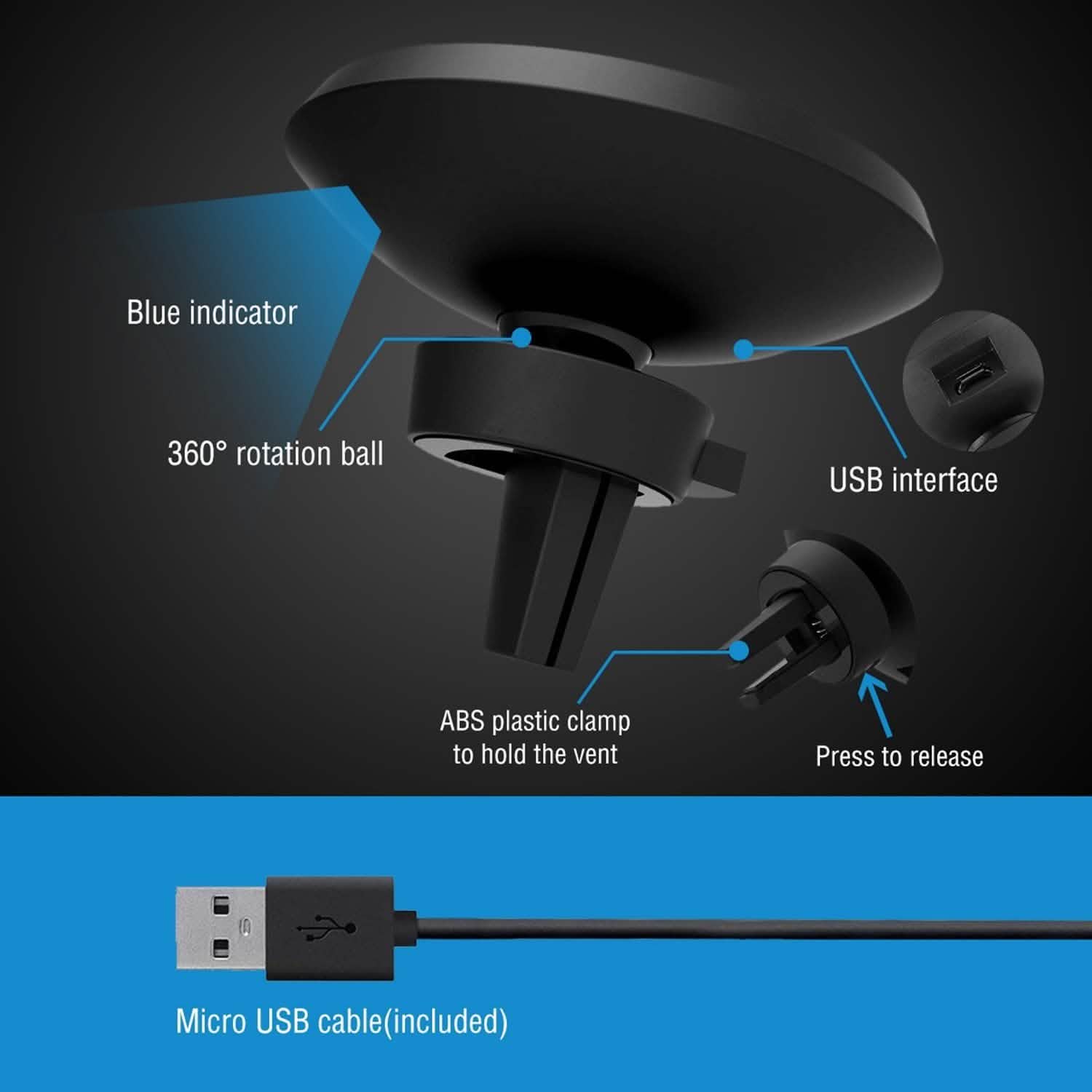 Qi Wireless Magnetic Car Charger by DailySale