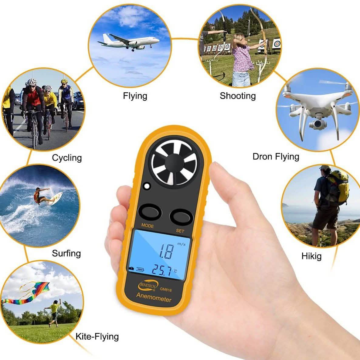 Qotone GM816 Digital Anemometer Wind-Speed Gauge Meter by DailySale