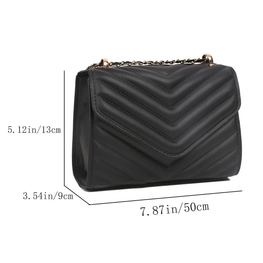 Quilted Pattern Flap Chain Square Bag by DailySale