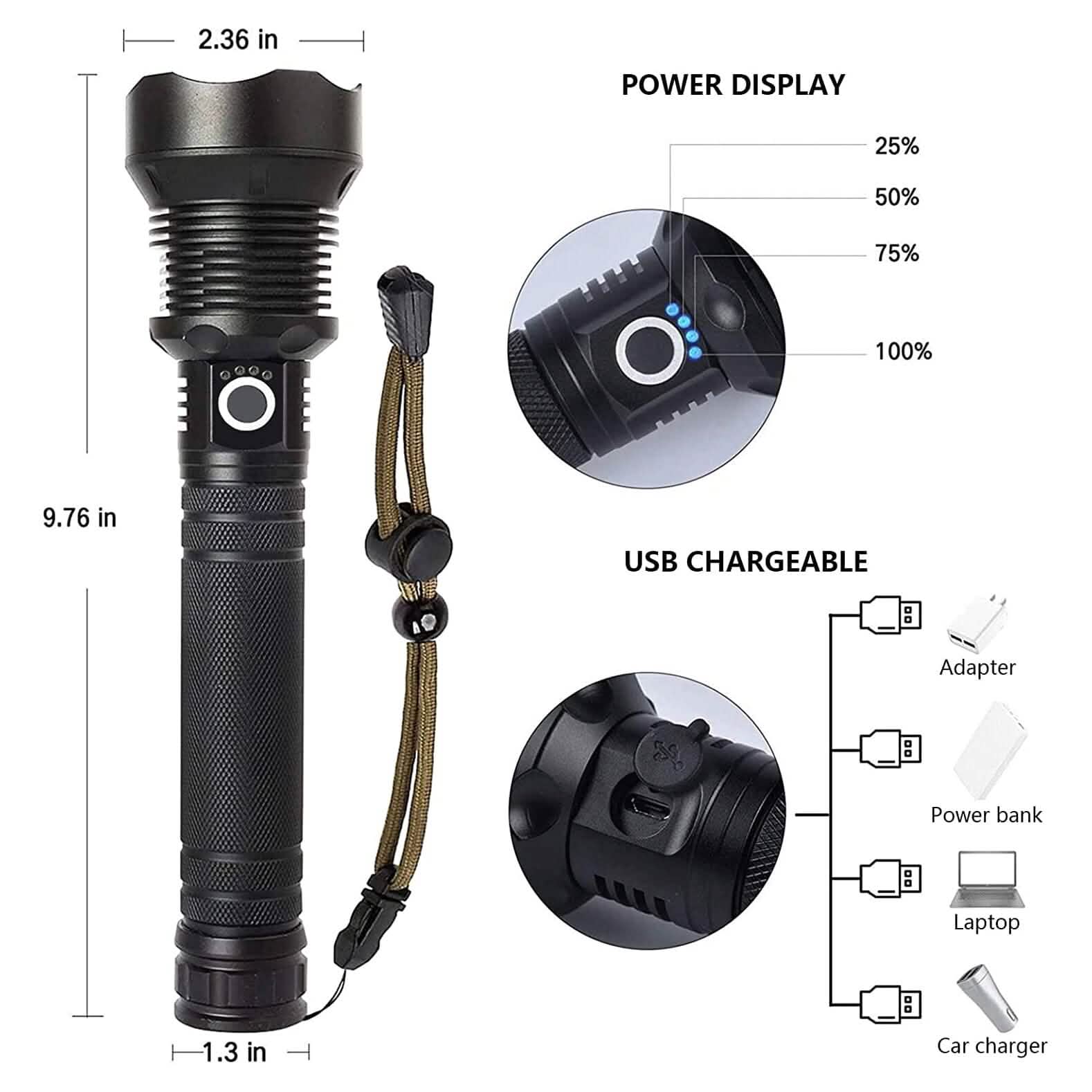 Rechargeable LED Flashlights 90000 Lumens by DailySale