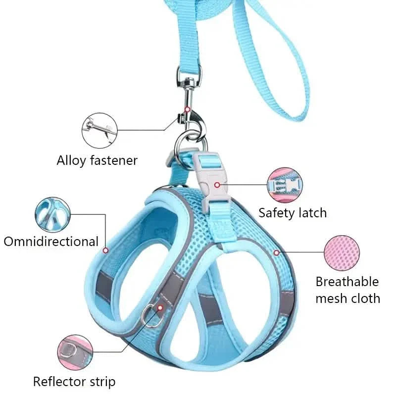 Reflective Dogs Harness with Leash Adjustable Harness Vest Breathable Collars by DailySale