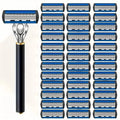 Replacement Razor Blades Safety Shaver Set with Anti-Slip Metal Handle with 1 Razor + 36 Blades by DailySale