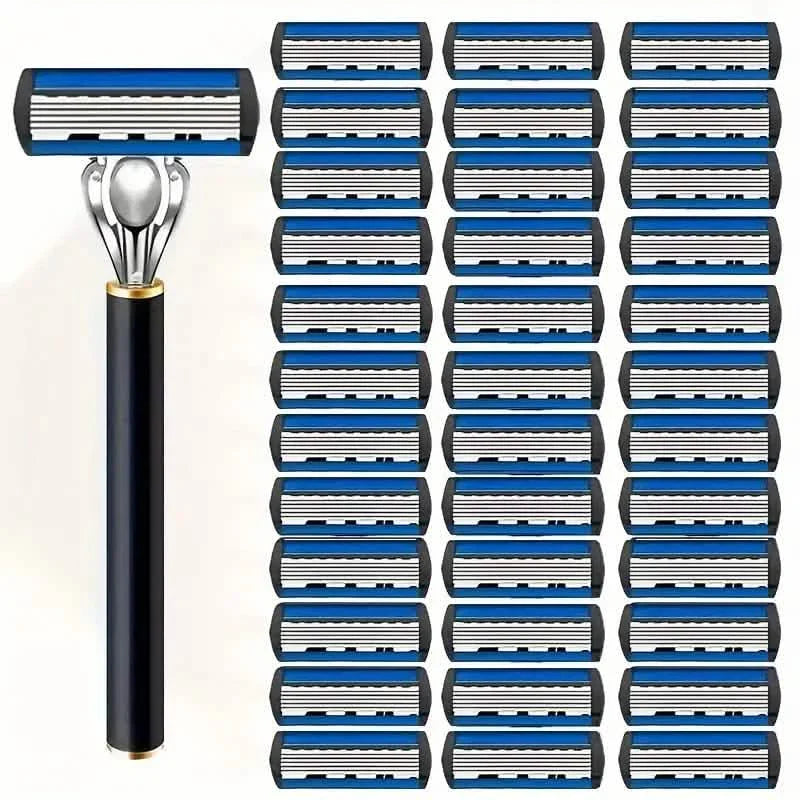 Replacement Razor Blades Safety Shaver Set with Anti-Slip Metal Handle with 1 Razor + 36 Blades by DailySale