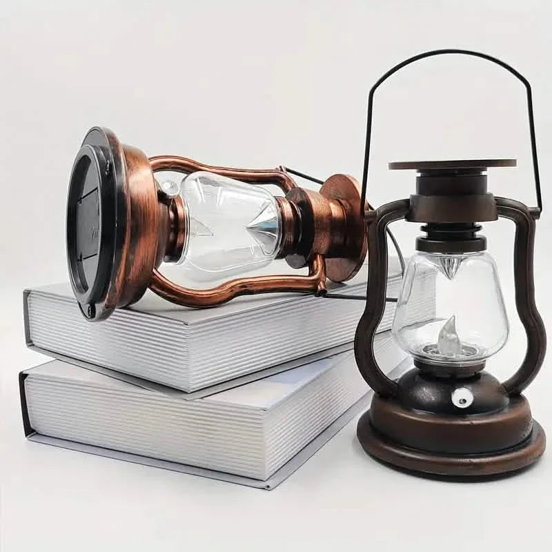 Retro Kerosene Lamp LED Horse Lantern Outdoor Waterproof Portable Rechargeable Solar Powered Flame Light by DailySale