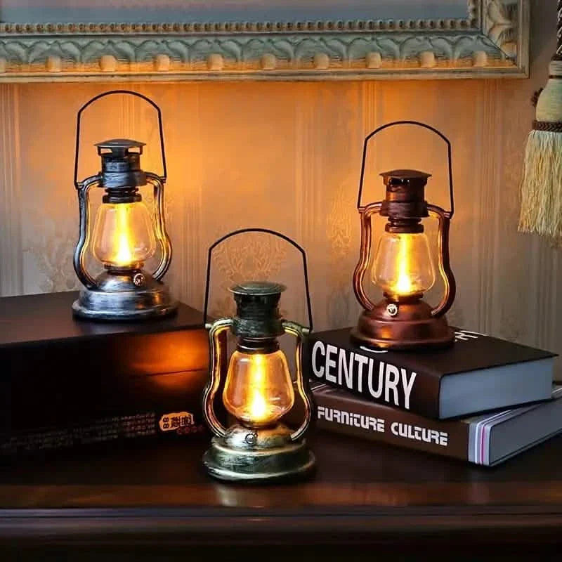 Retro Kerosene Lamp LED Horse Lantern Outdoor Waterproof Portable Rechargeable Solar Powered Flame Light by DailySale