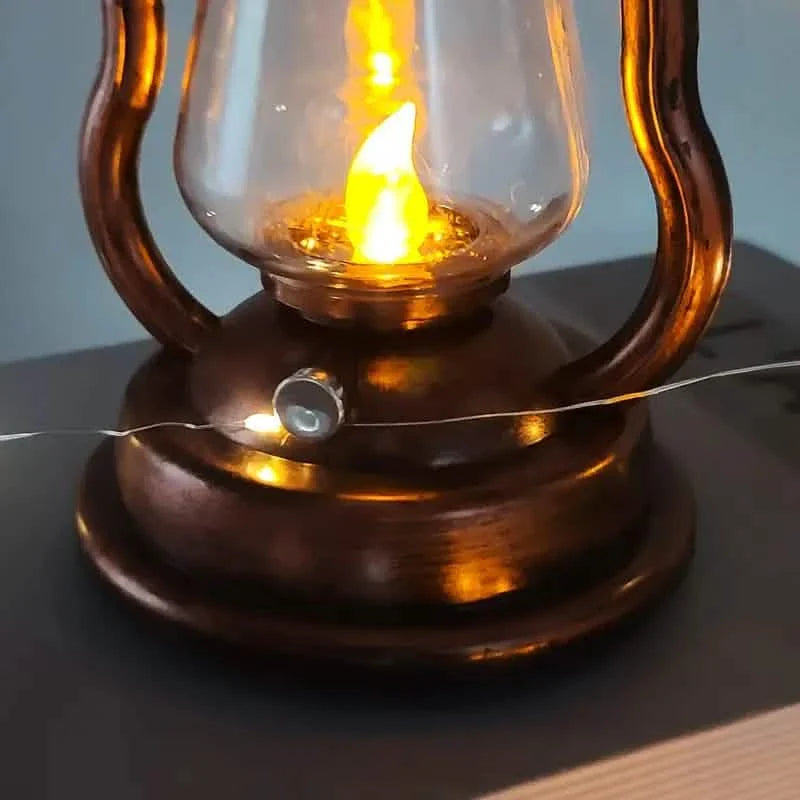 Retro Kerosene Lamp LED Horse Lantern Outdoor Waterproof Portable Rechargeable Solar Powered Flame Light by DailySale
