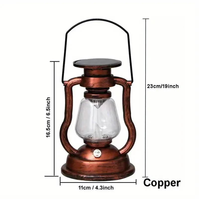 Retro Kerosene Lamp LED Horse Lantern Outdoor Waterproof Portable Rechargeable Solar Powered Flame Light by DailySale