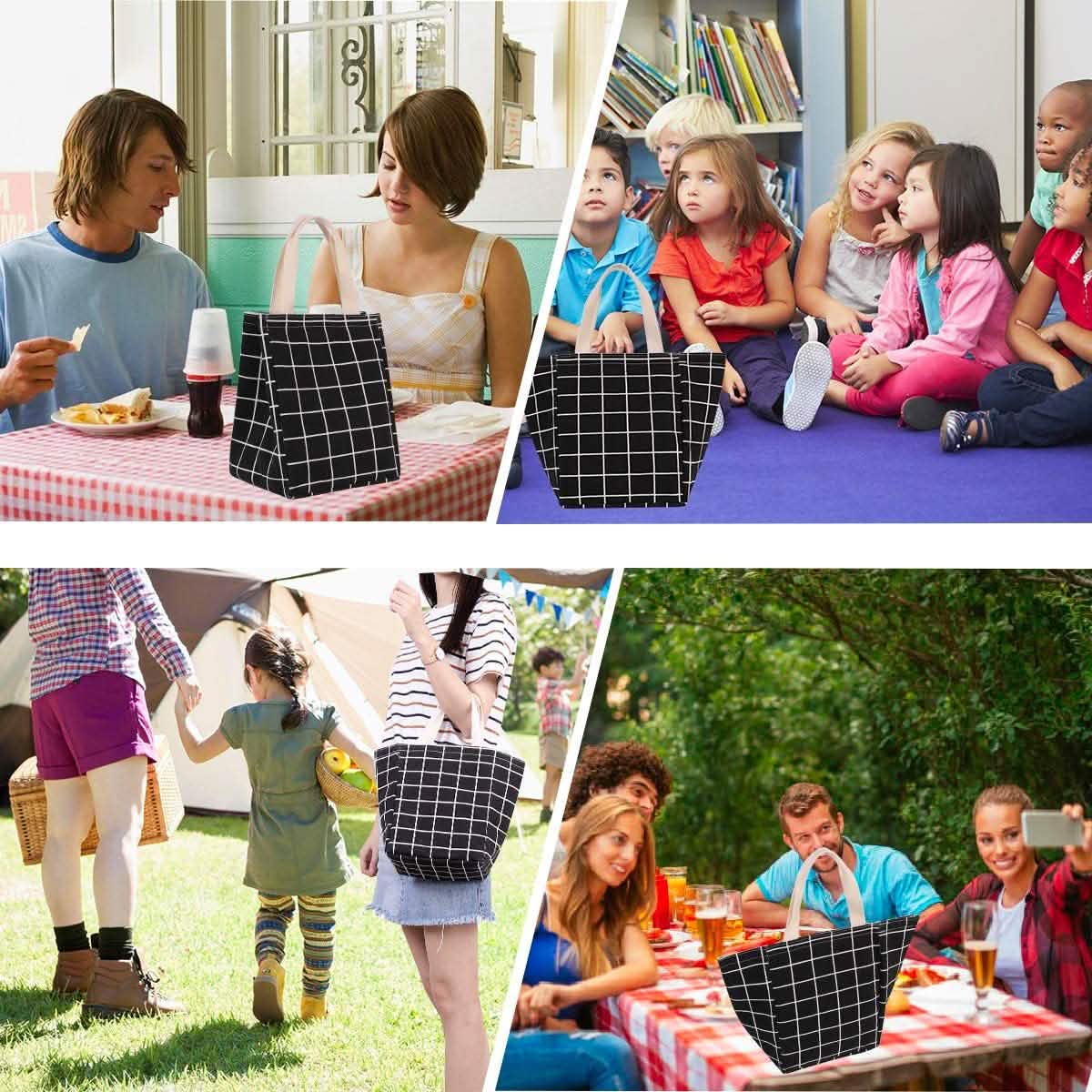Reusable Lunch Bag Insulated Lunch Box Canvas Fabric with Aluminum Foil by DailySale