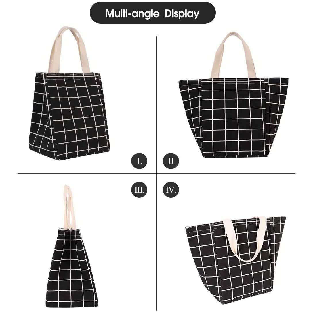 Reusable Lunch Bag Insulated Lunch Box Canvas Fabric with Aluminum Foil by DailySale