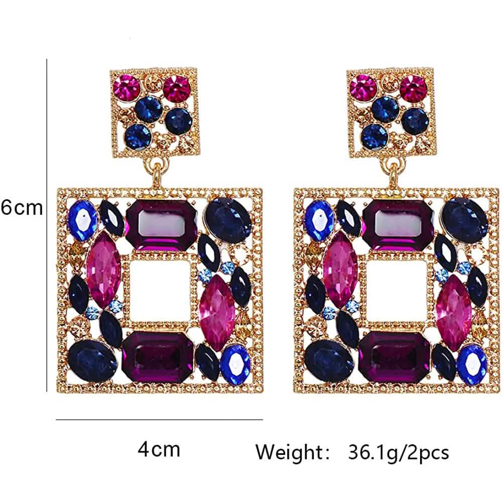 Rhinestone Square Drop Earrings by DailySale