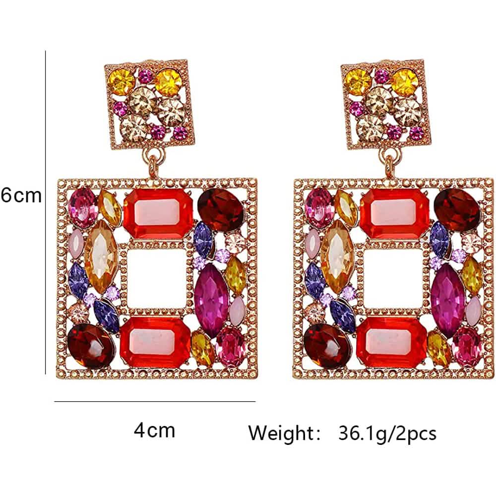 Rhinestone Square Drop Earrings by DailySale