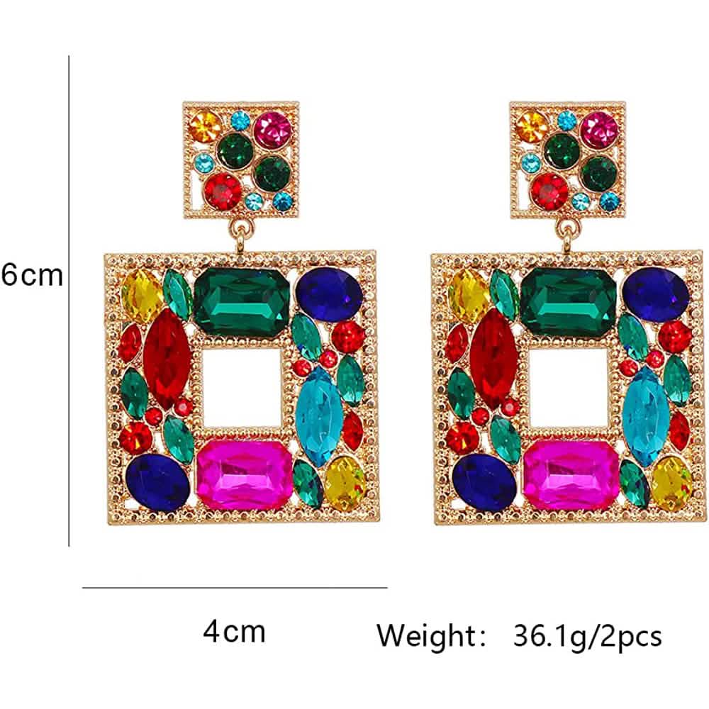 Rhinestone Square Drop Earrings by DailySale