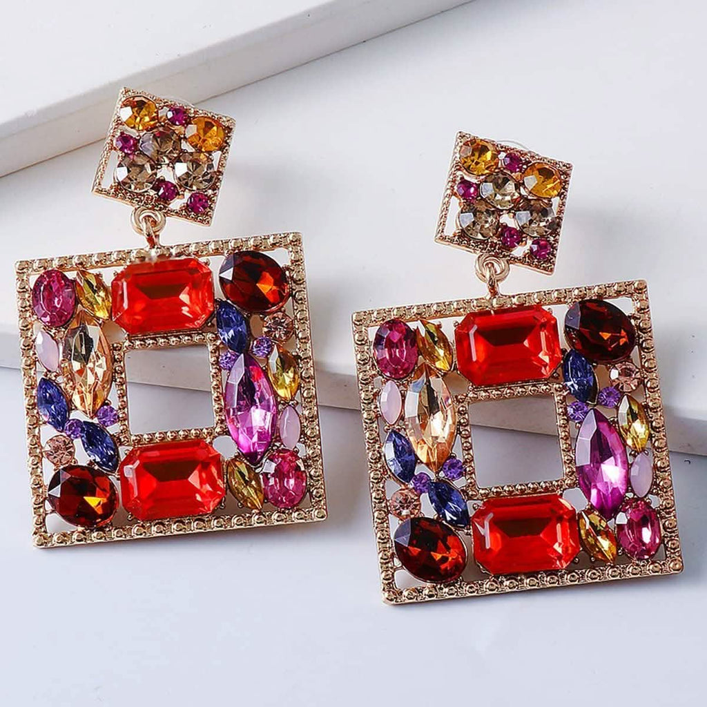 Rhinestone Square Drop Earrings by DailySale