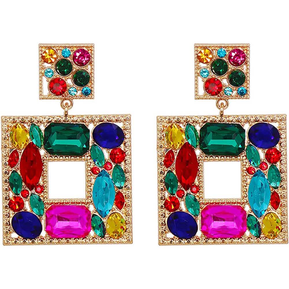 Rhinestone Square Drop Earrings by DailySale