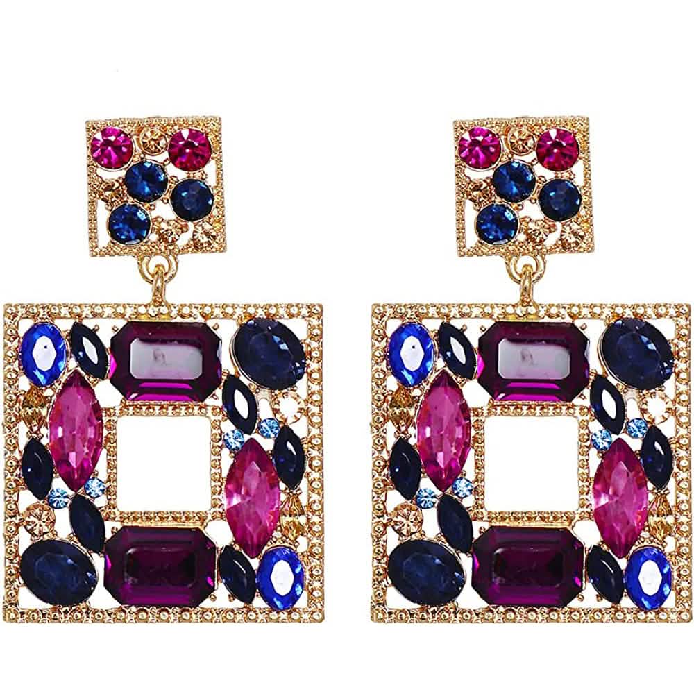 Rhinestone Square Drop Earrings by DailySale