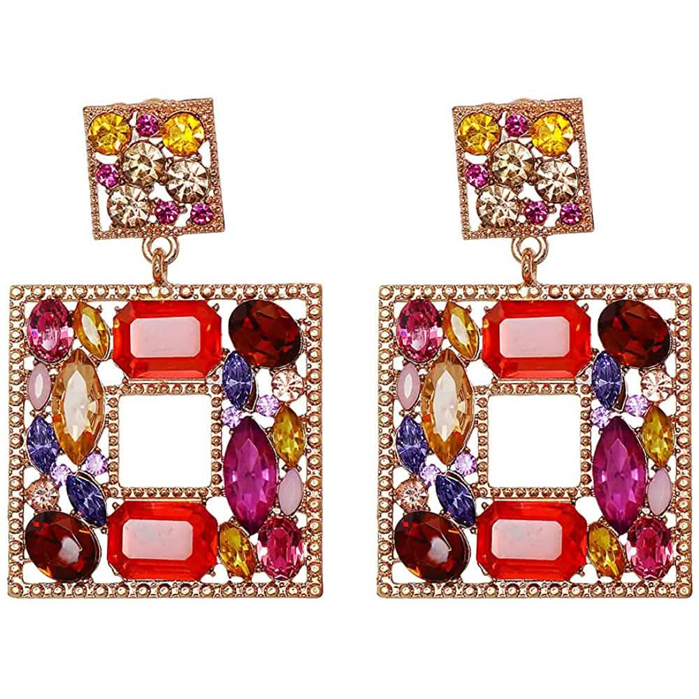 Rhinestone Square Drop Earrings by DailySale