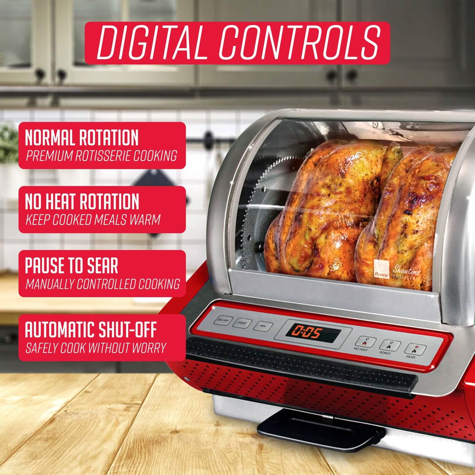 Ronco EZ-Store Rotisserie Oven, Large Capacity (15lbs) Countertop Oven by DailySale