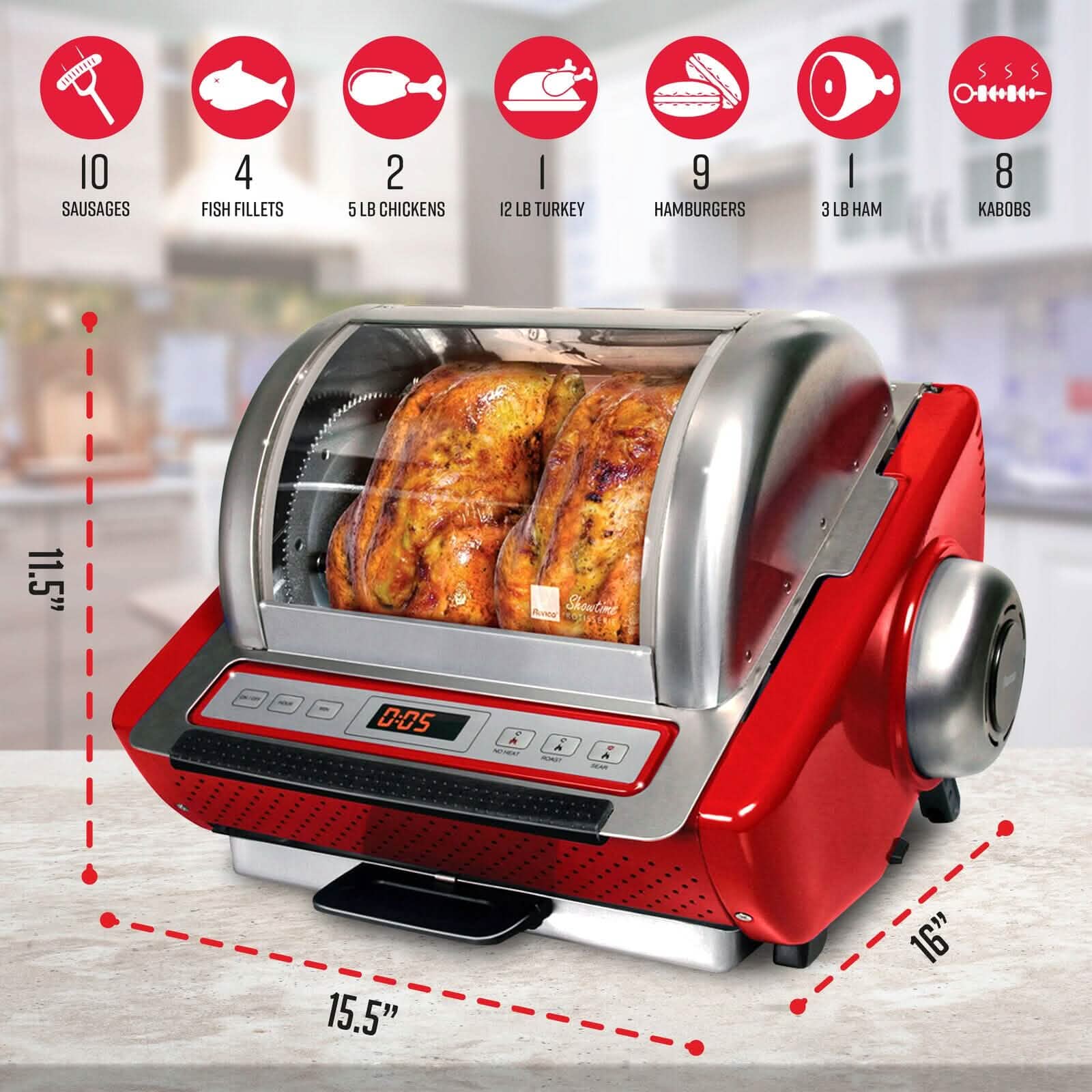 Ronco EZ-Store Rotisserie Oven, Large Capacity (15lbs) Countertop Oven by DailySale