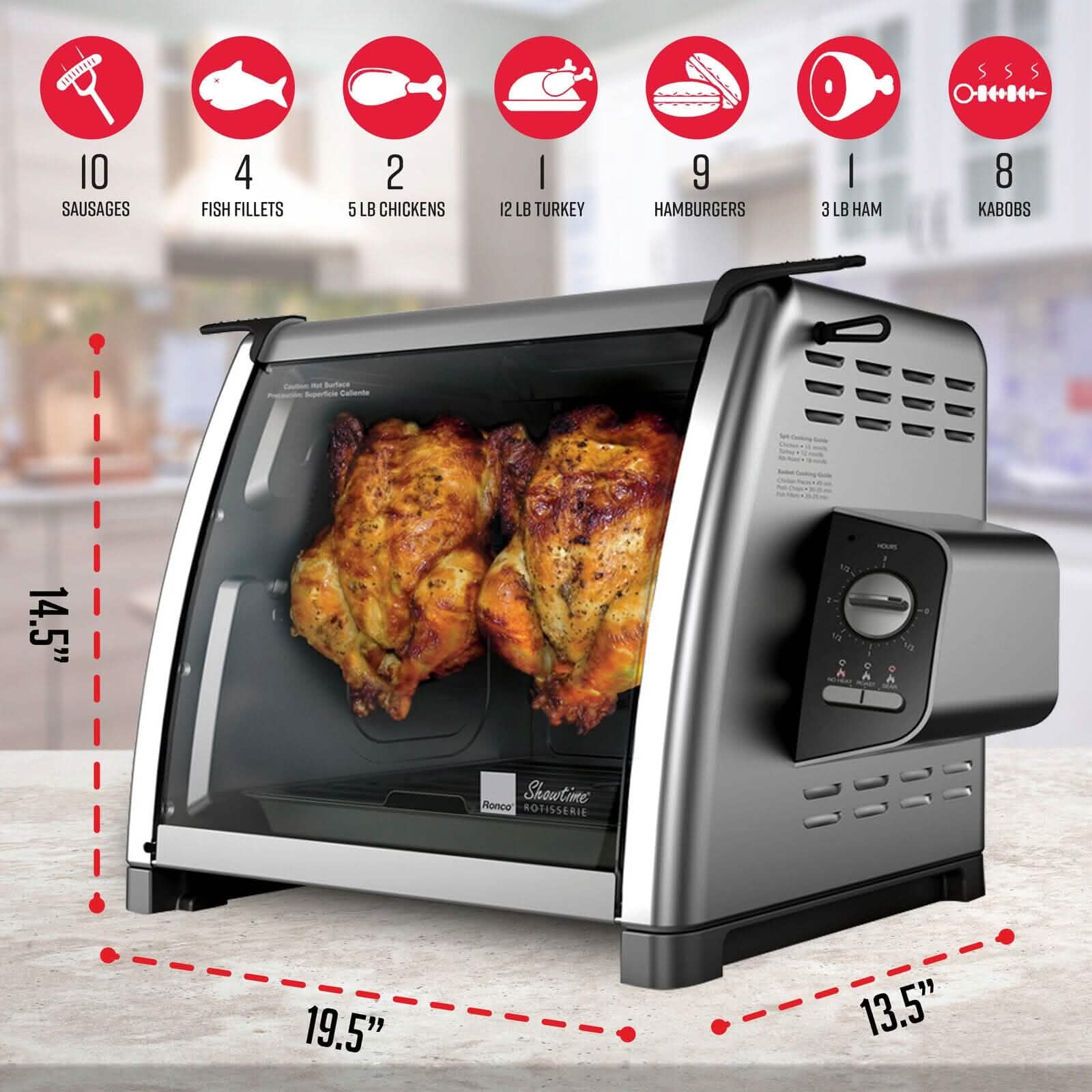 Ronco Modern Rotisserie Oven, Large Capacity (15lbs) Countertop Oven by DailySale
