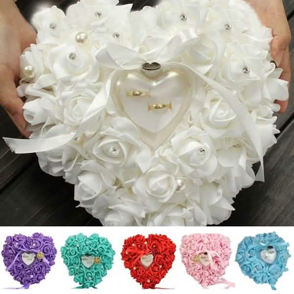 Rose Pillow Heart Cushion Ring Holder by DailySale
