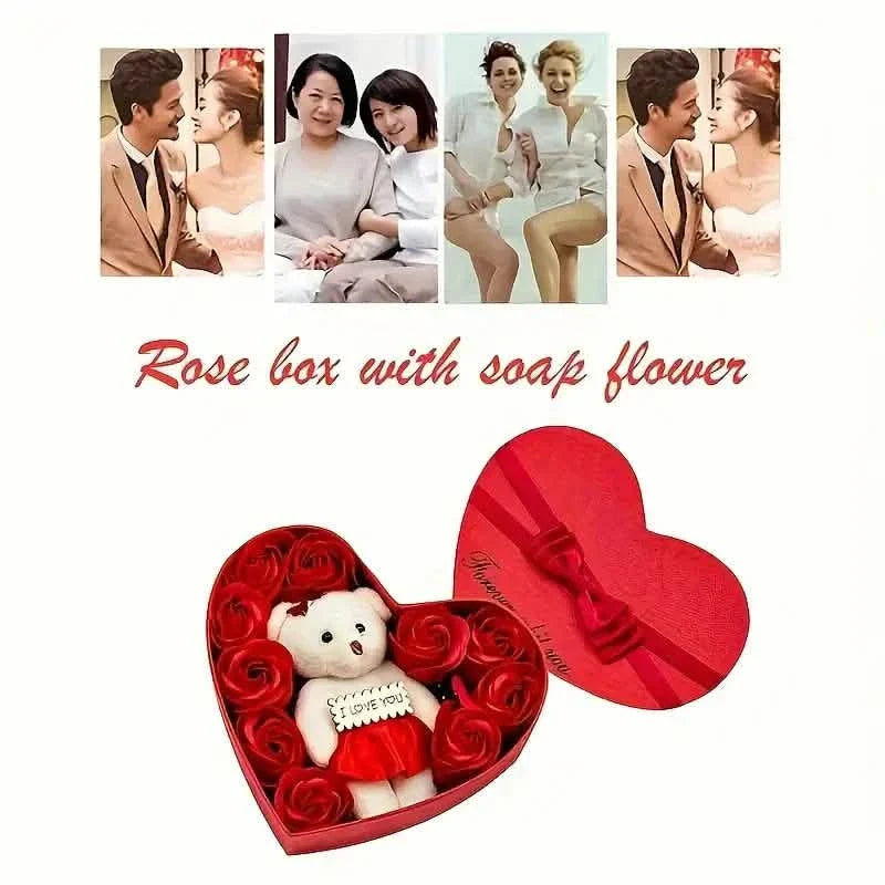 Rose-Shaped Soap Gift Box With Heart-Shaped Artificial Roses by DailySale