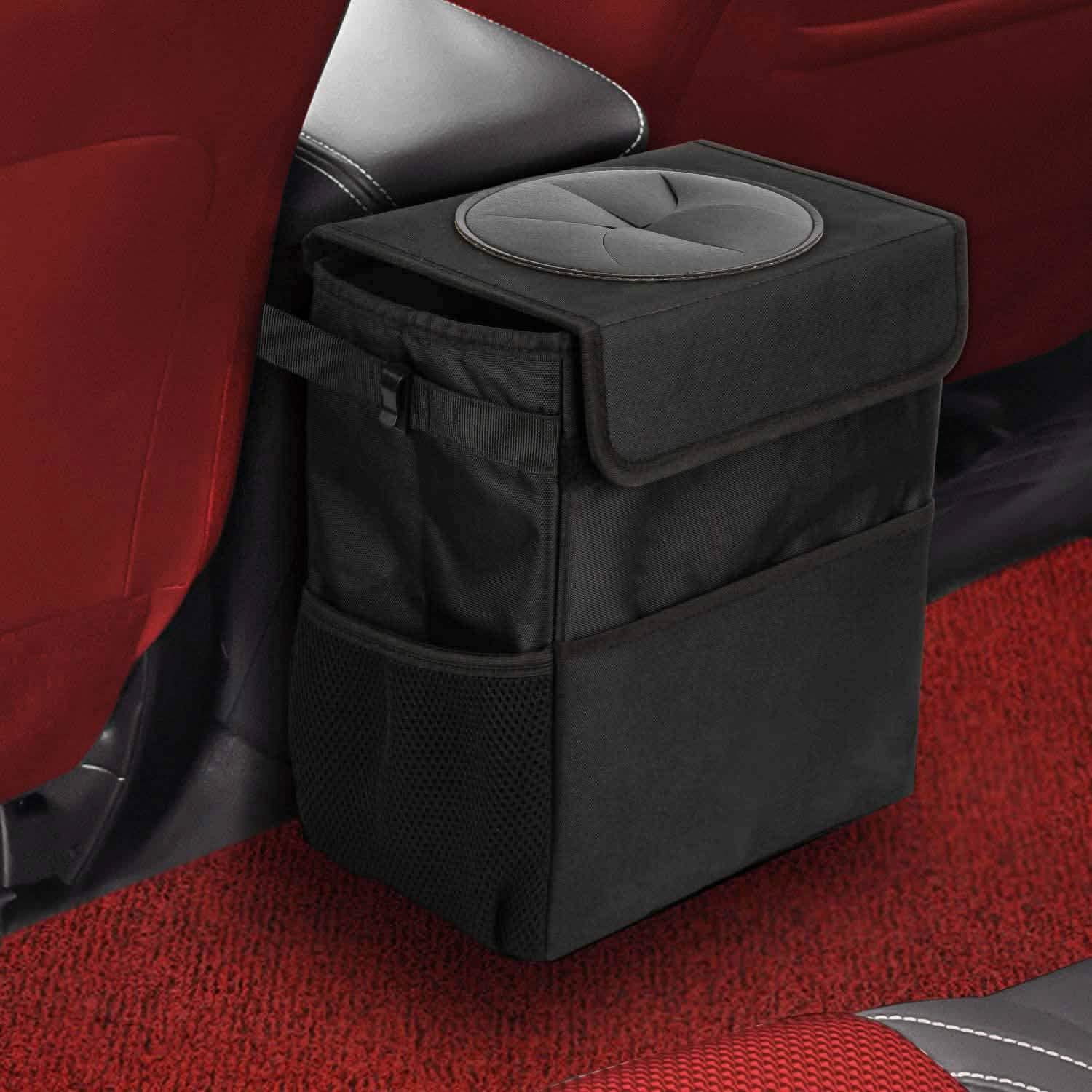 Ryhpez Car Trash Can with Lid - Car Trash Bag Hanging with Storage Pockets by DailySale