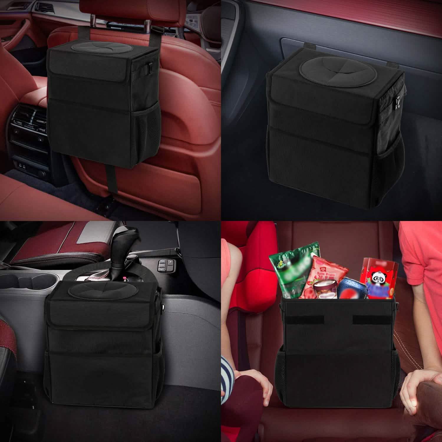 Ryhpez Car Trash Can with Lid - Car Trash Bag Hanging with Storage Pockets by DailySale