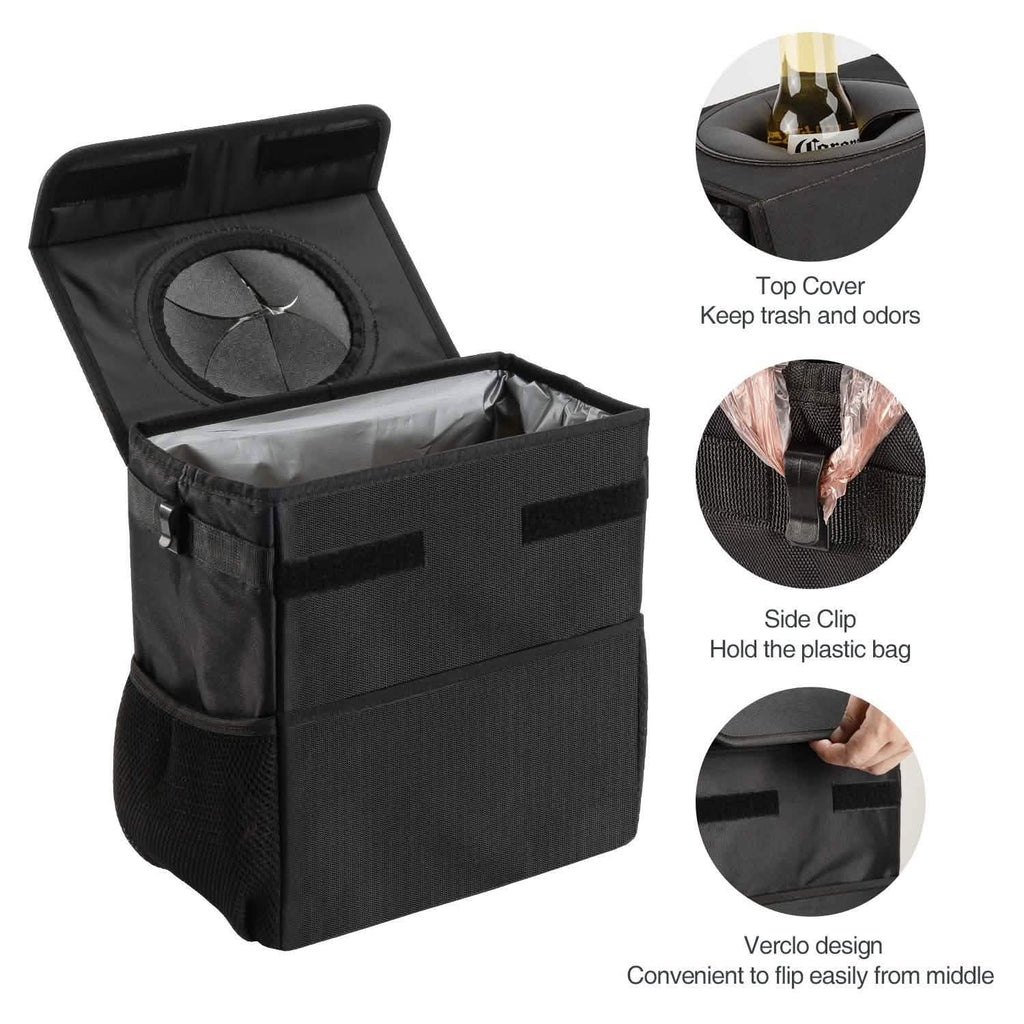 Ryhpez Car Trash Can with Lid - Car Trash Bag Hanging with Storage Pockets by DailySale