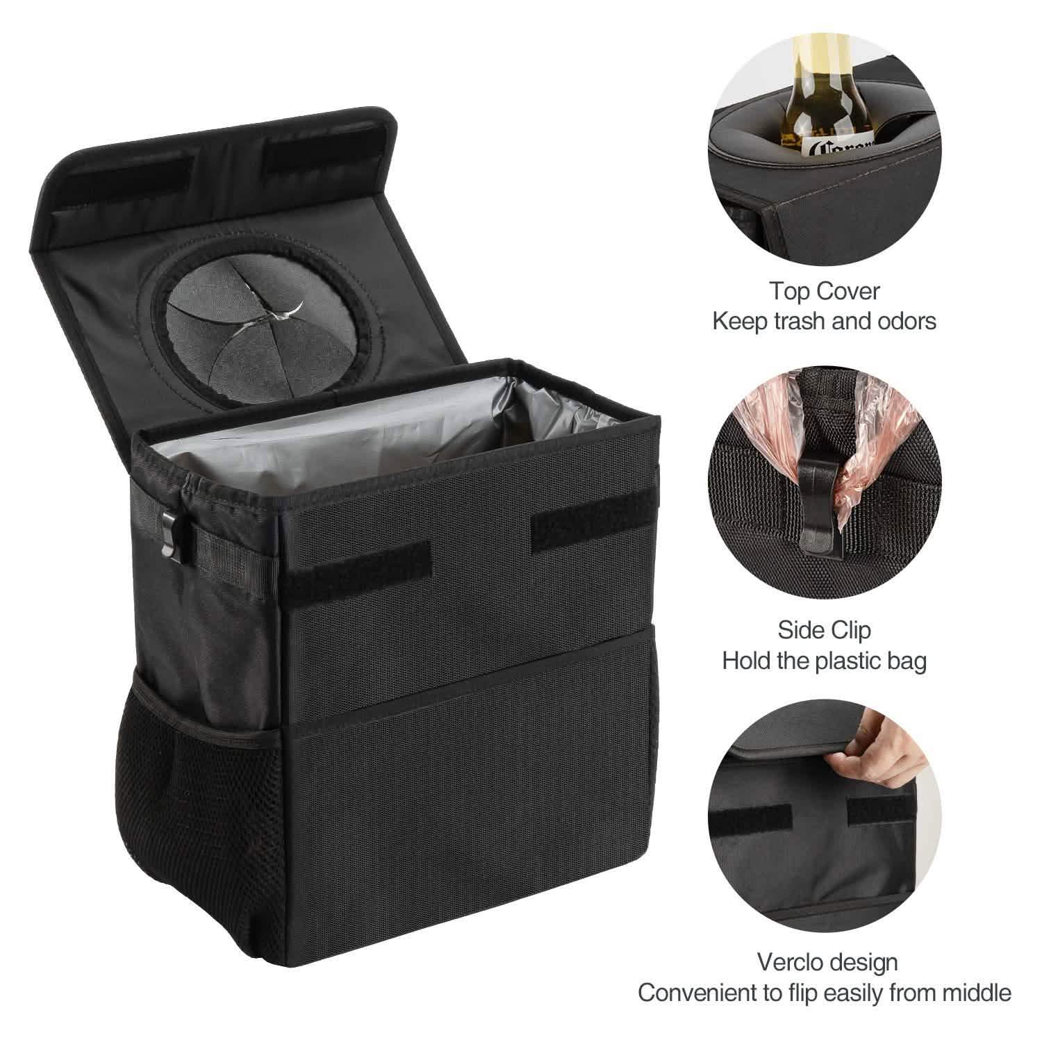 Ryhpez Car Trash Can with Lid - Car Trash Bag Hanging with Storage Pockets by DailySale