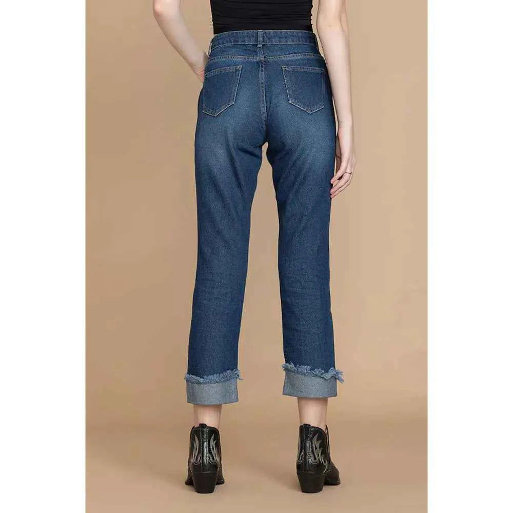 Amora Cuffed Hem Distressed Boyfriend Jeans
