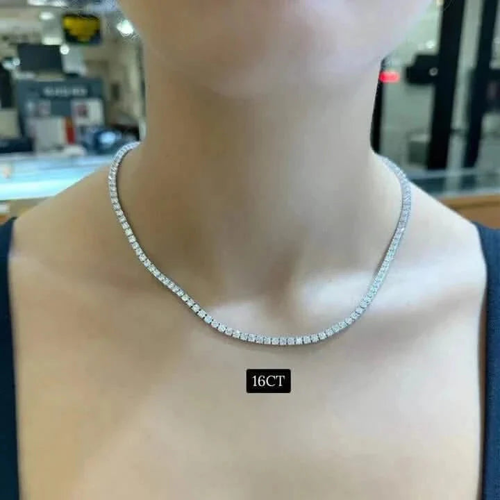 16 CTW Lab Grown Diamond Tennis Necklace – 14kt White Gold, 18’’ by DailySale
